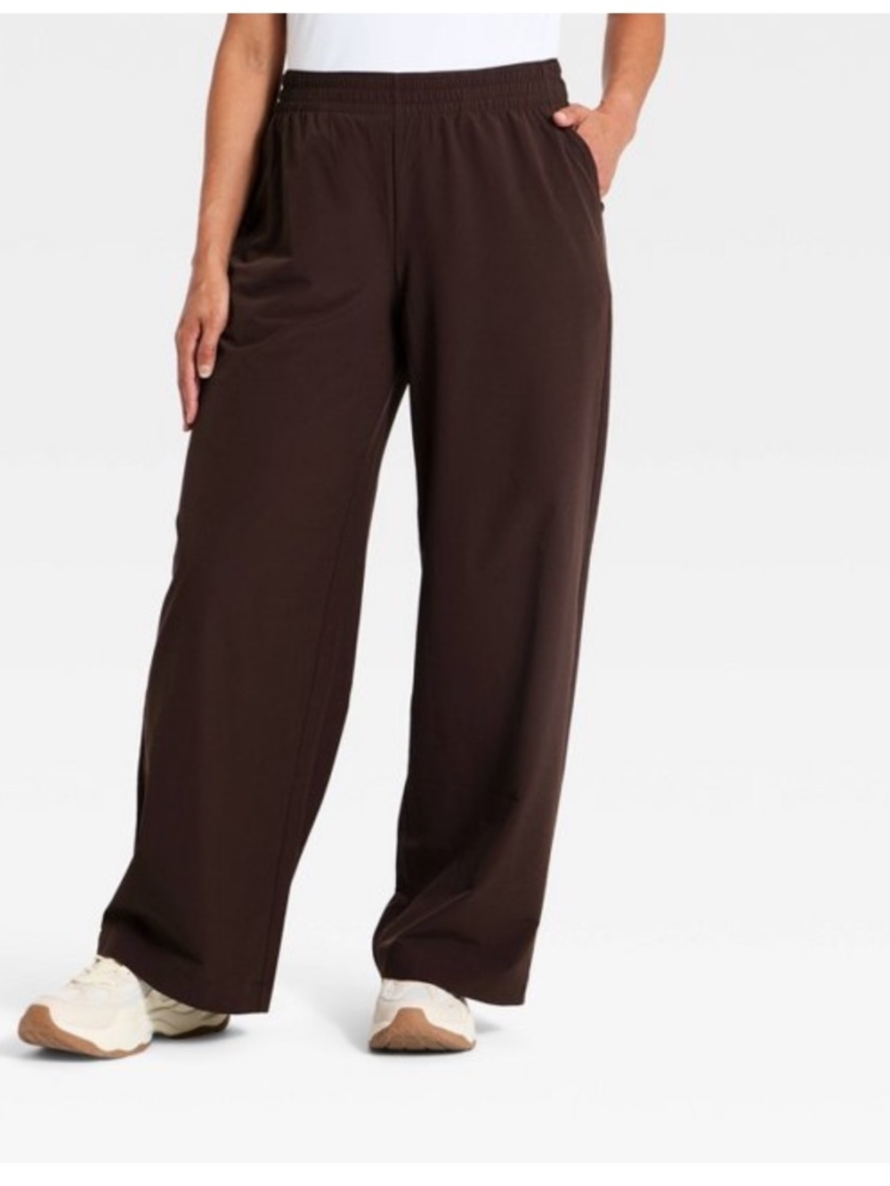 Women’s Mid Rise Wide Leg Travel Pants - Brown. S - Picture 4 of 16